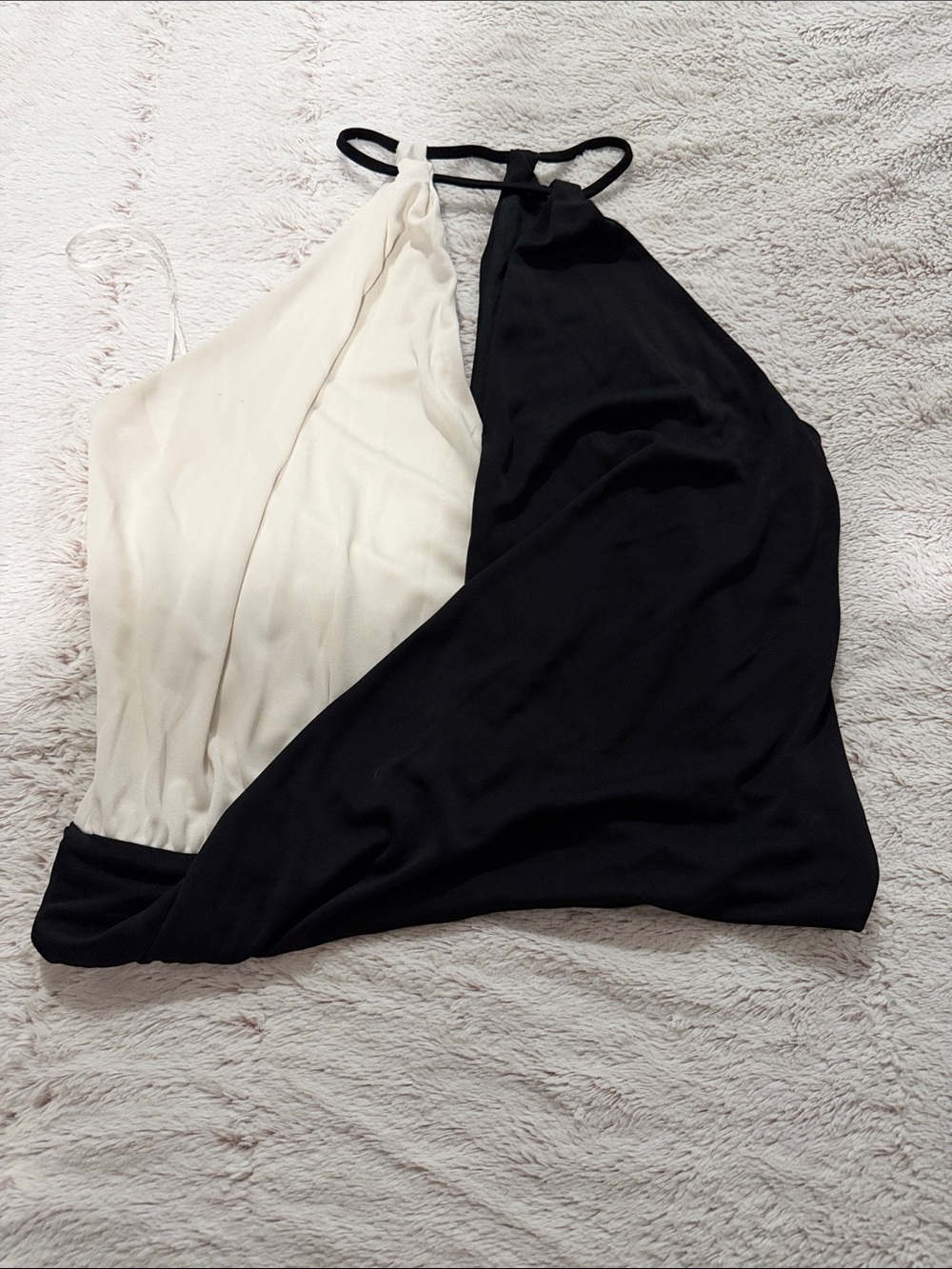 Express Black and White Halter Crossover Tank